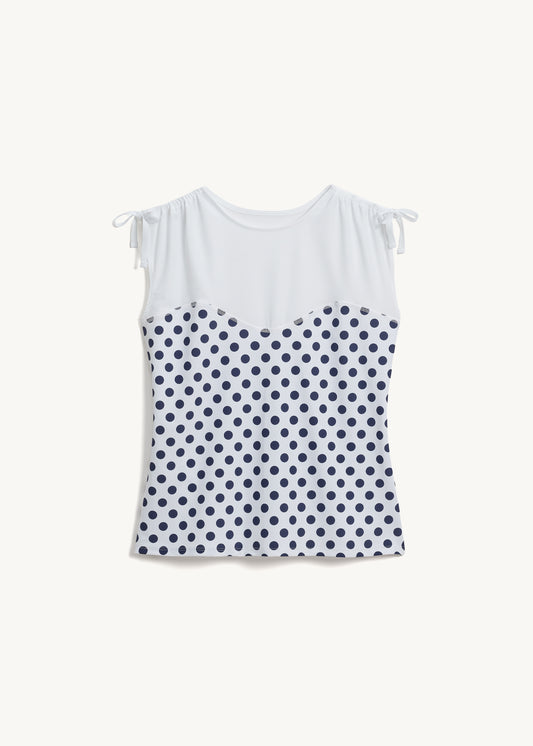 MIMA SPORT TOP White & Navy Dot