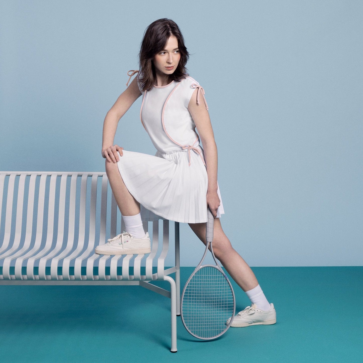 EILEEN DRESS Club White on White